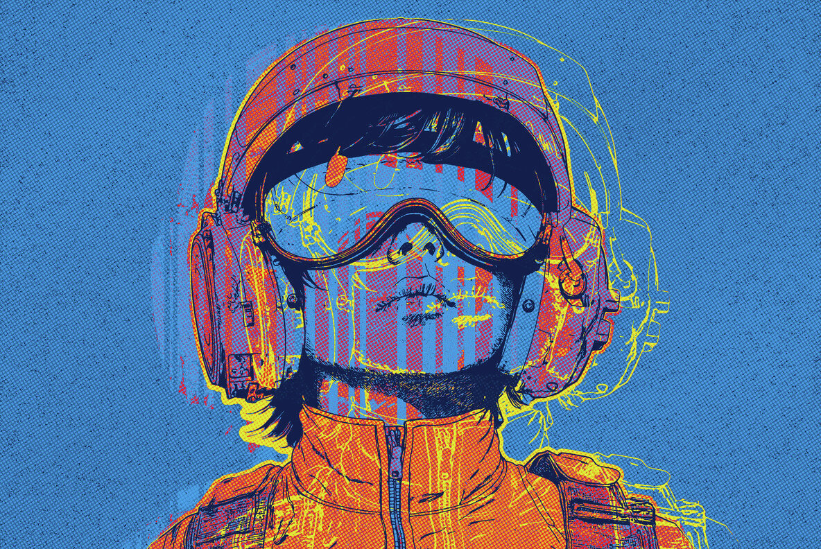 Cyberpunk Halftone Outline Photo Effect 3