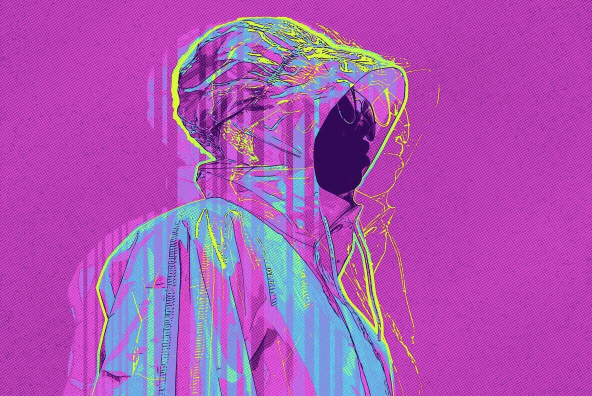 Cyberpunk Halftone Outline Photo Effect 6