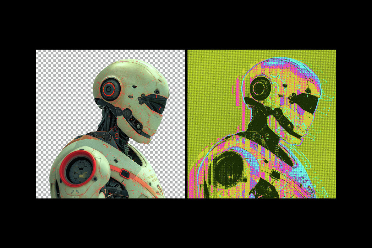 Cyberpunk Halftone Outline Photo Effect 7