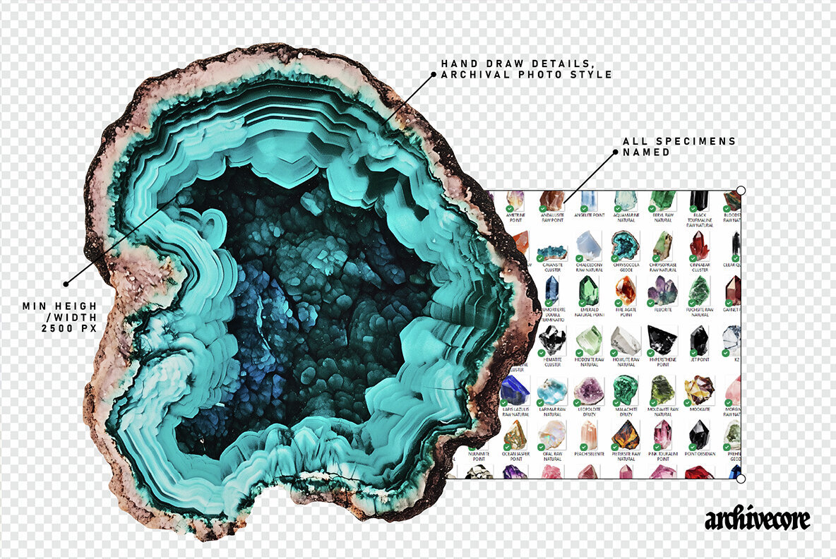 Crystal Specimens Vintage Clipart 3