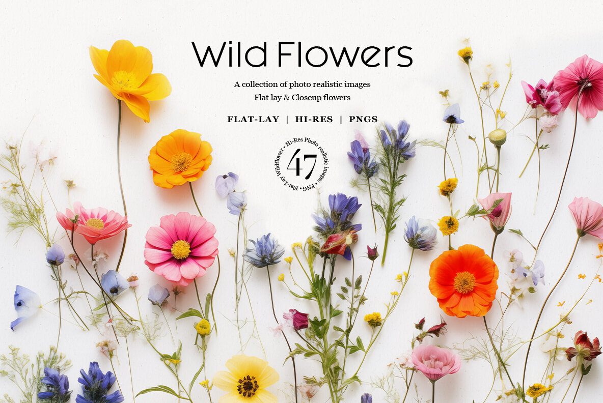 Flat lay wild flowers 1