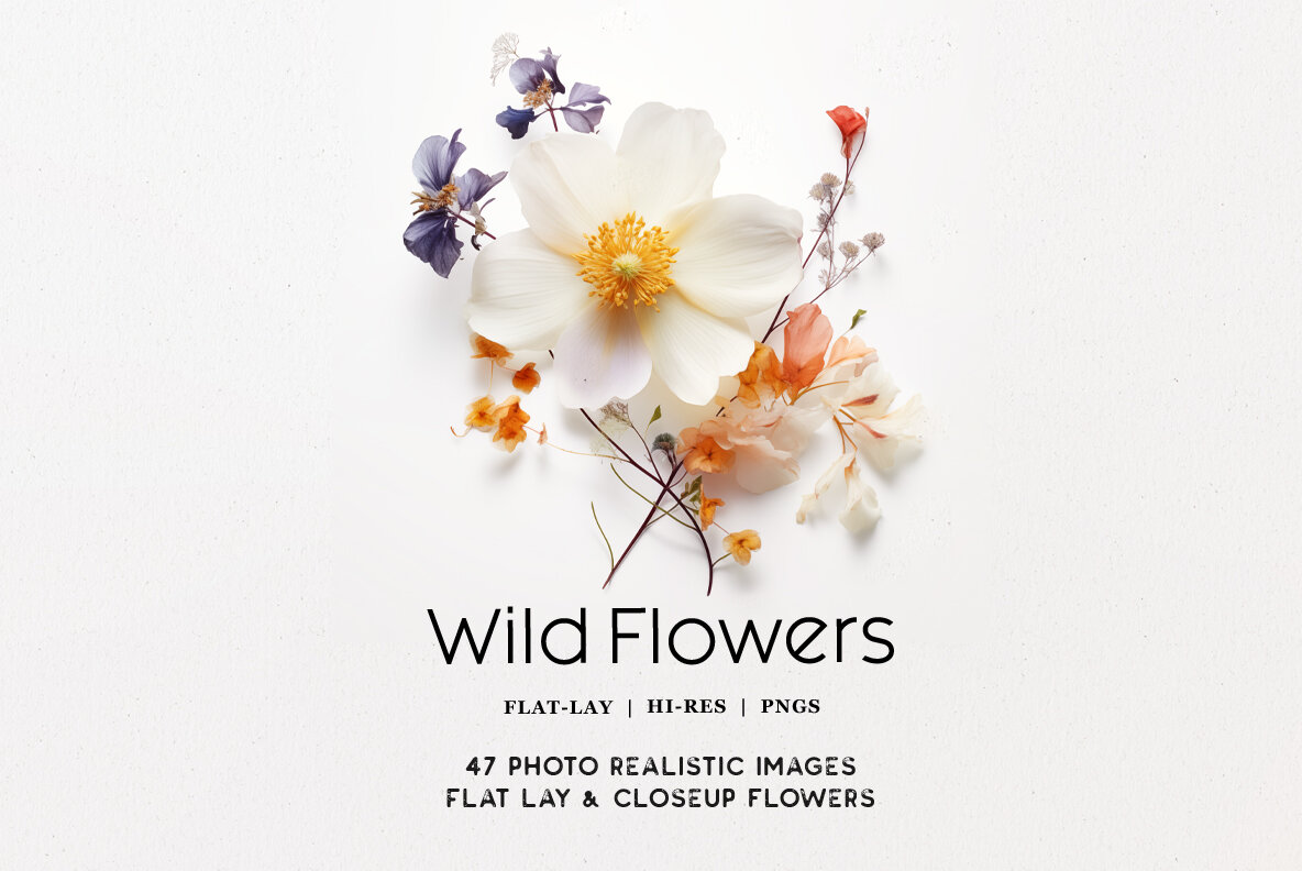 Flat lay wild flowers 15