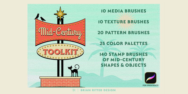 Mid Century Retro Toolkit for Procreate
