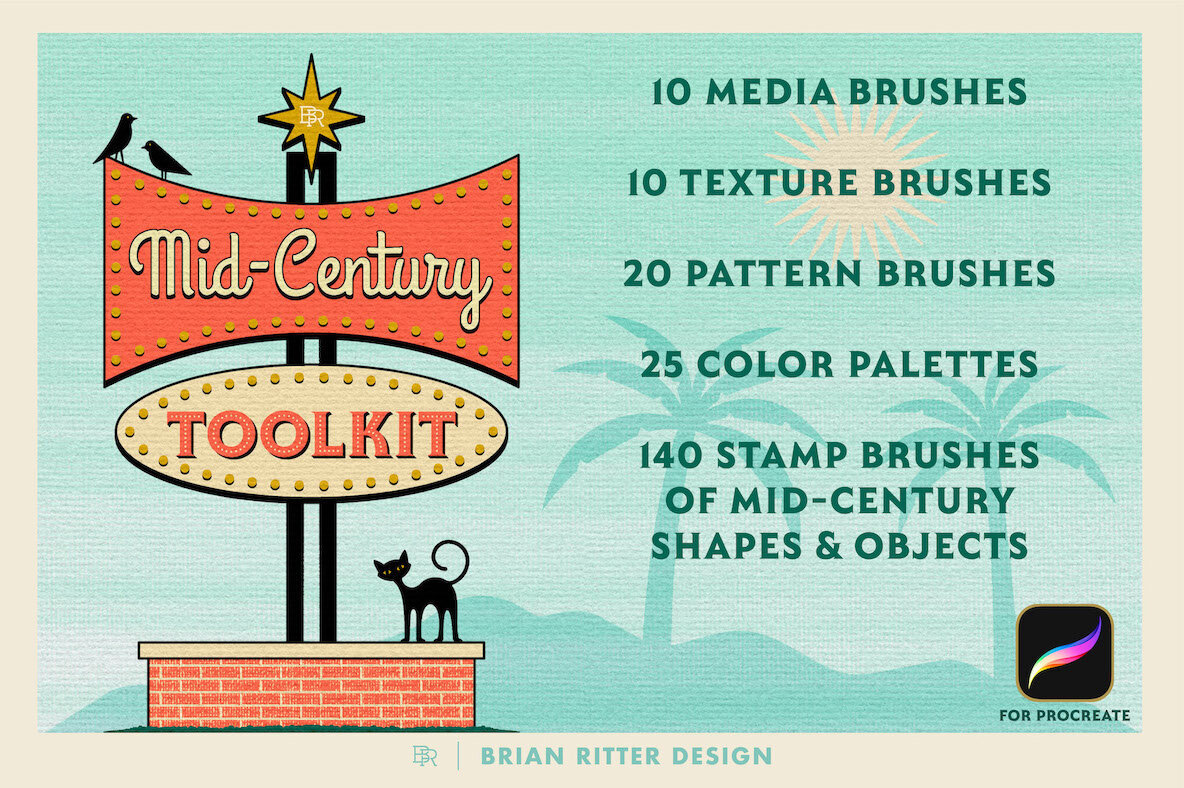 Mid Century Retro Toolkit for Procreate 1