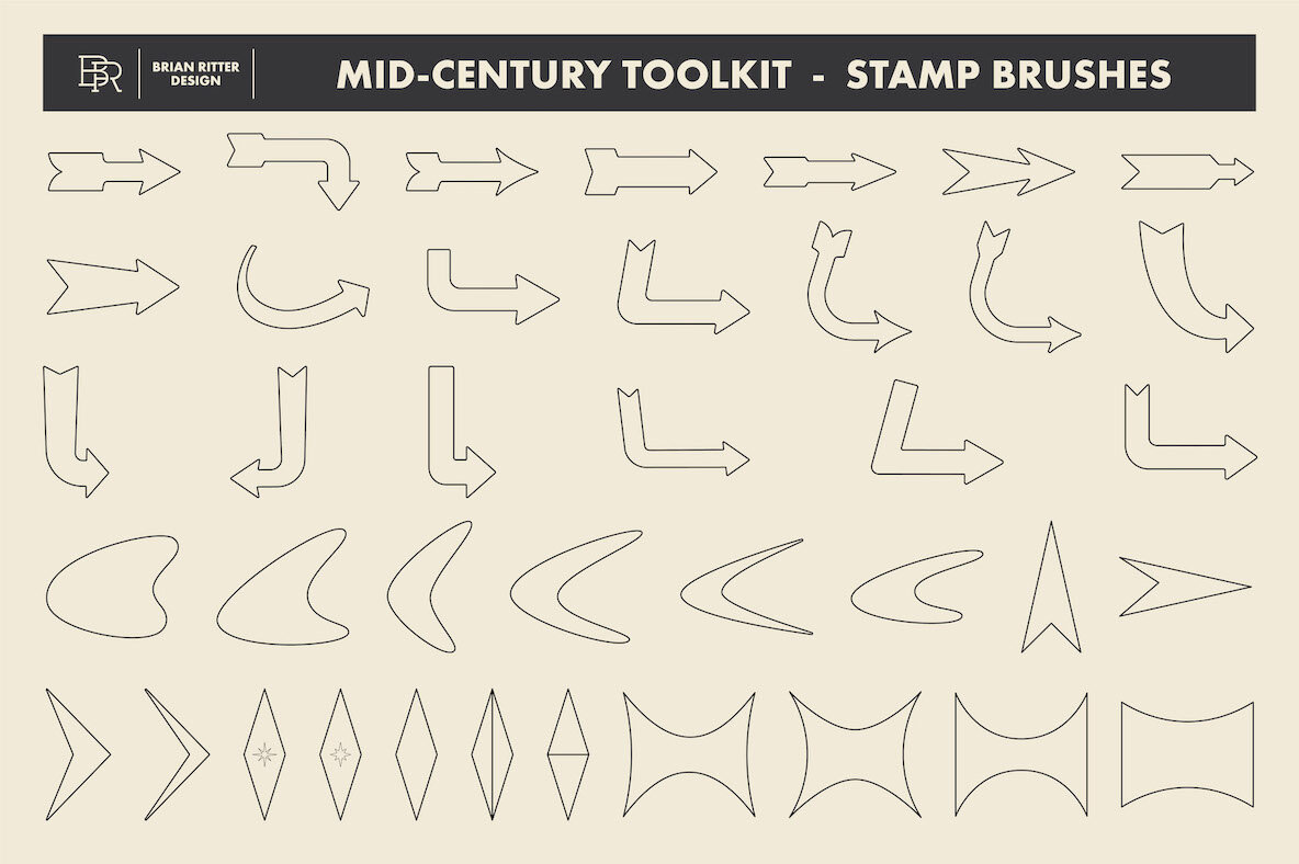 Mid Century Retro Toolkit for Procreate 5