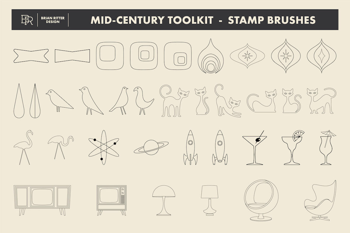 Mid Century Retro Toolkit for Procreate 6