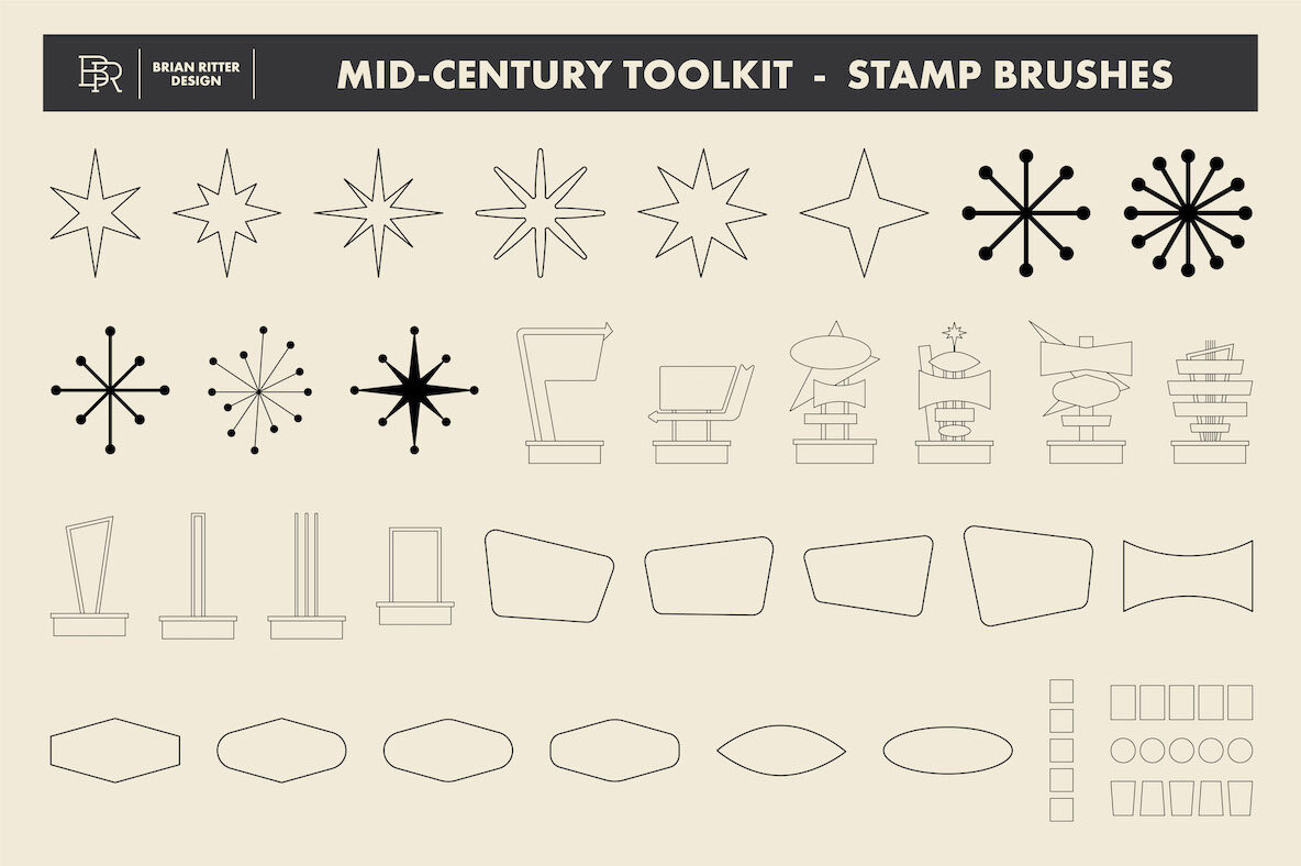 Mid Century Retro Toolkit for Procreate 8
