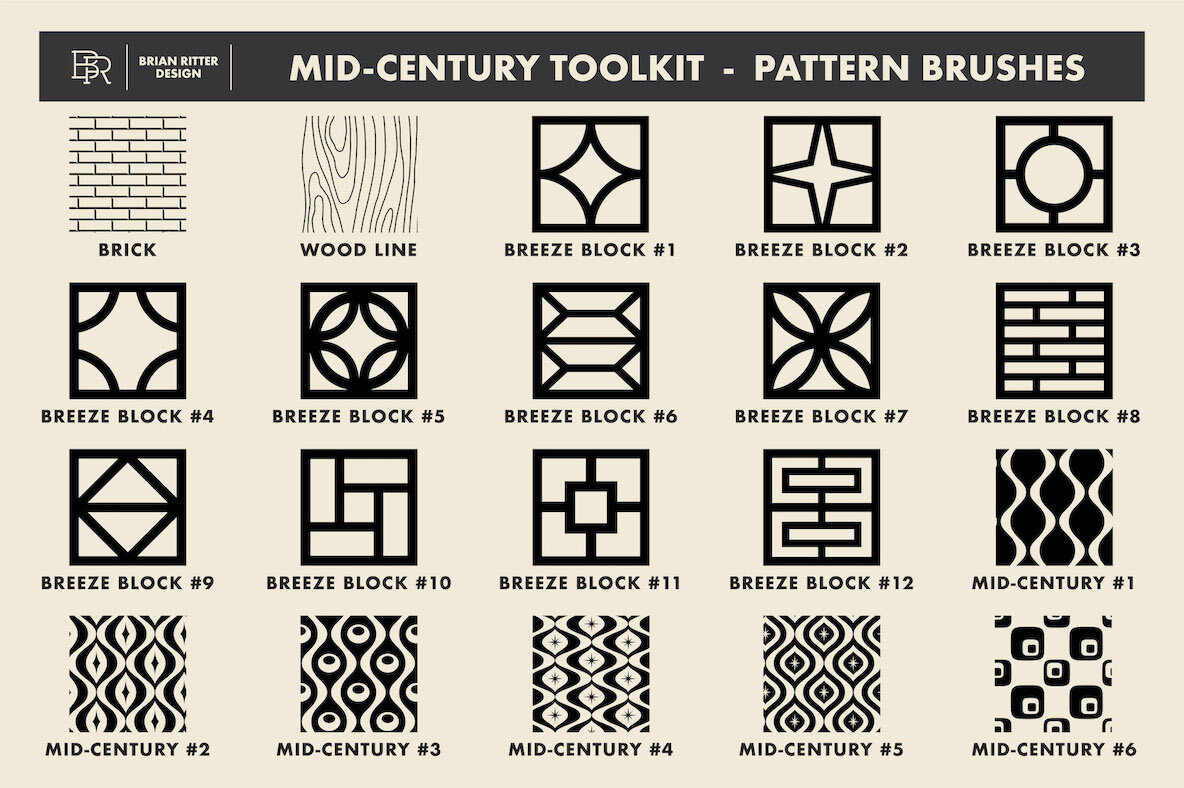 Mid Century Retro Toolkit for Procreate 10