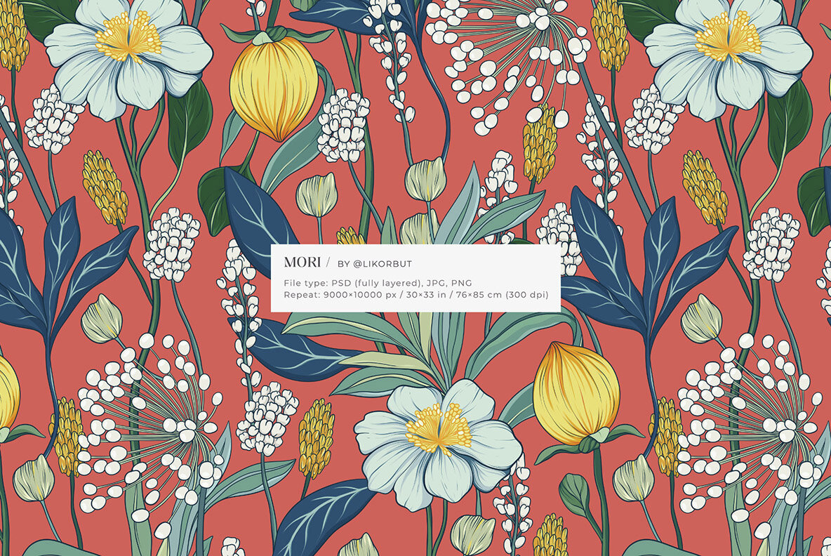 Mori Abstract Flower Pattern and Motifs 10