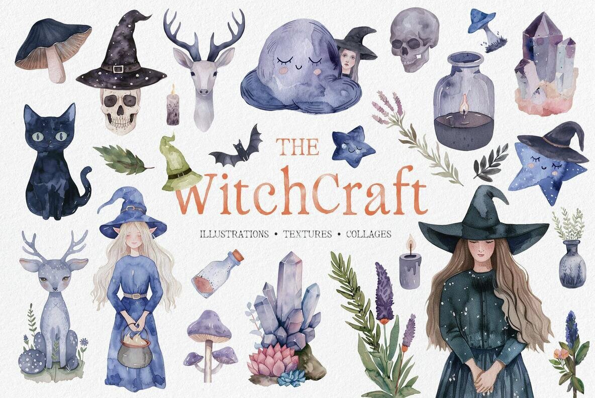 Witchcraft Watercolor Graphics Collection 1
