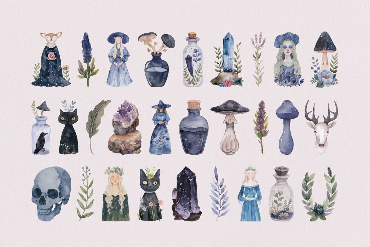 Witchcraft Watercolor Graphics Collection 3