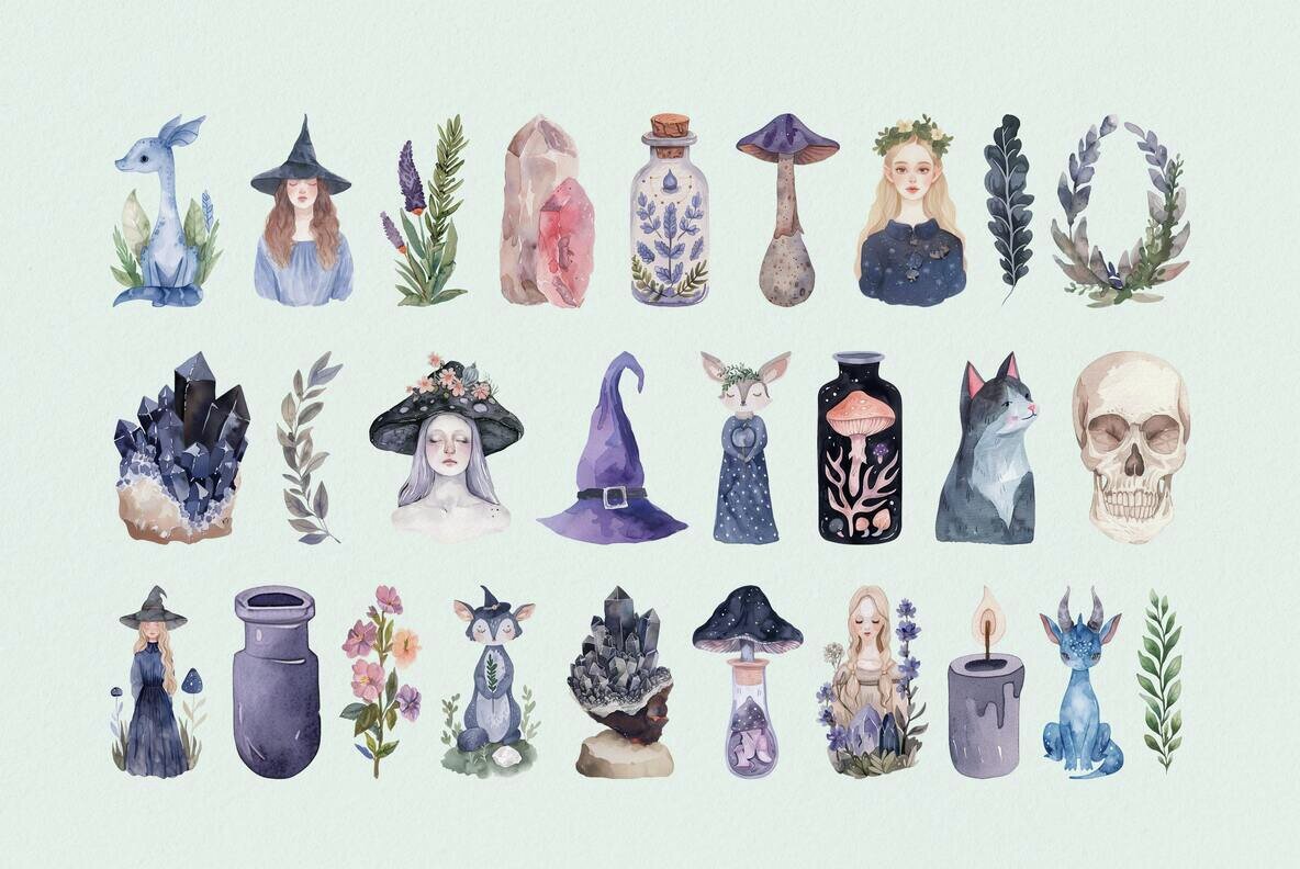 Witchcraft Watercolor Graphics Collection 5