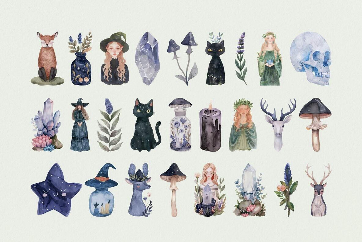 Witchcraft Watercolor Graphics Collection 7