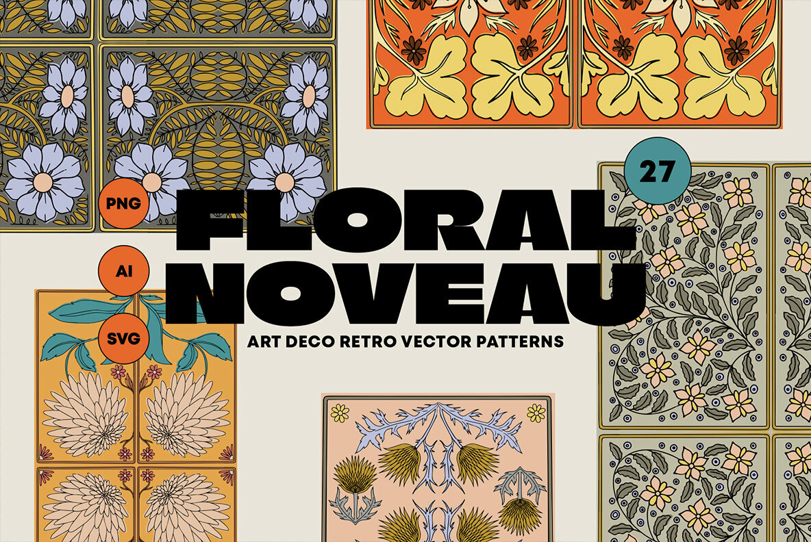 Art Deco Floral Patterns 1