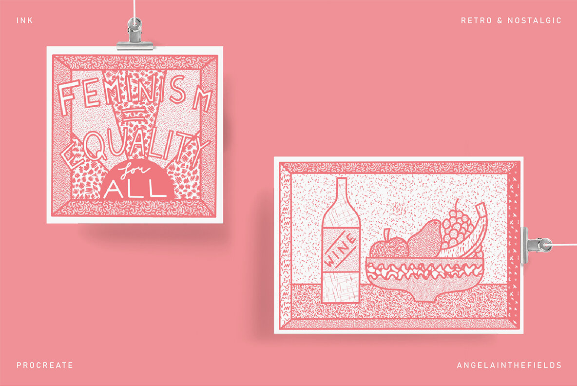 Inky Retro Procreate Set 6