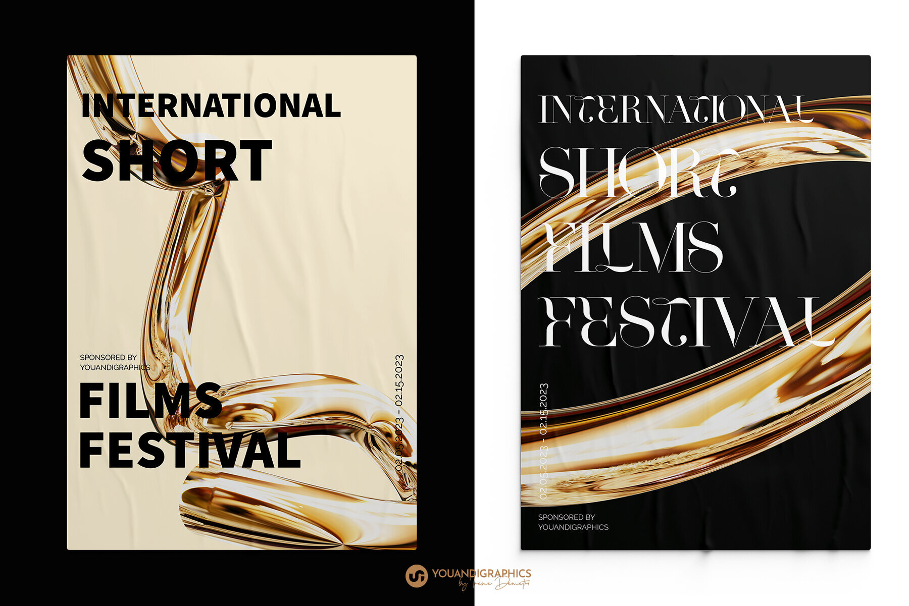 Golden Flow Abstract 3D Elements 3