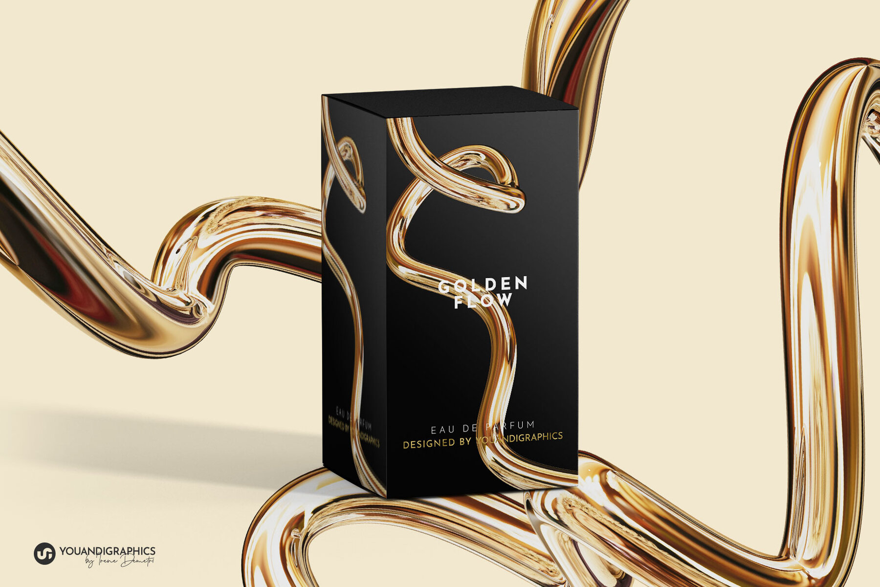 Golden Flow Abstract 3D Elements 7