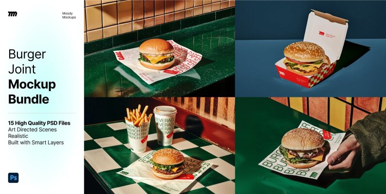 15 Burger Joint Mockups Bundle