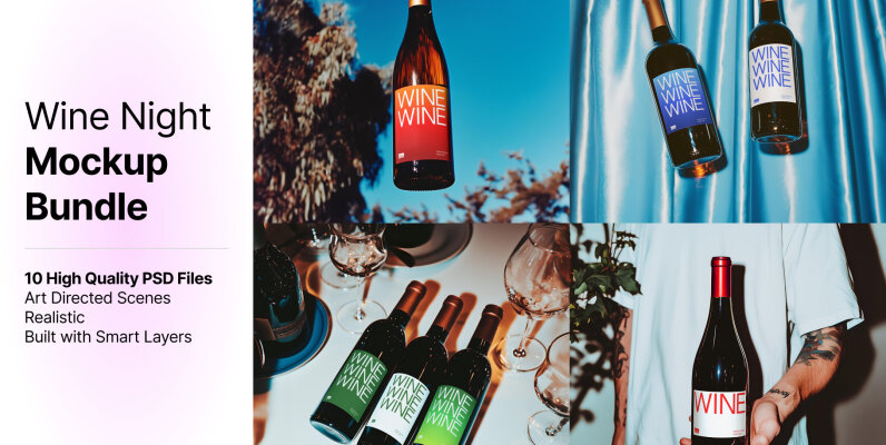 10 Wine Night Mockups Bundle