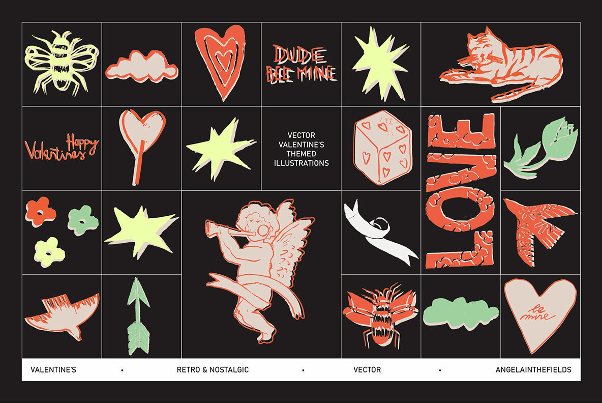 Valentines Vector Pack Birds and Bees 2