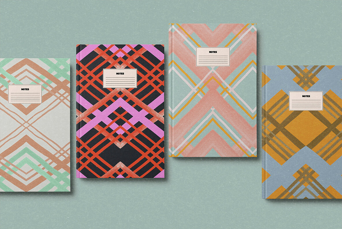Watercolor Retro Stripe Pattern Pack 3