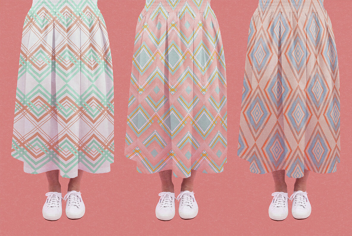 Watercolor Retro Stripe Pattern Pack 4