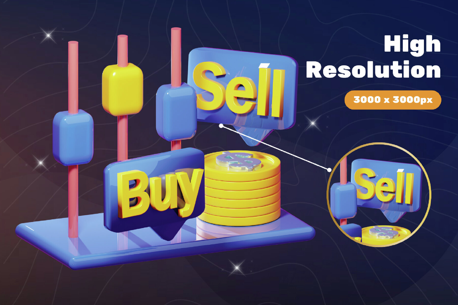 Stock Investment 3D Icon 3