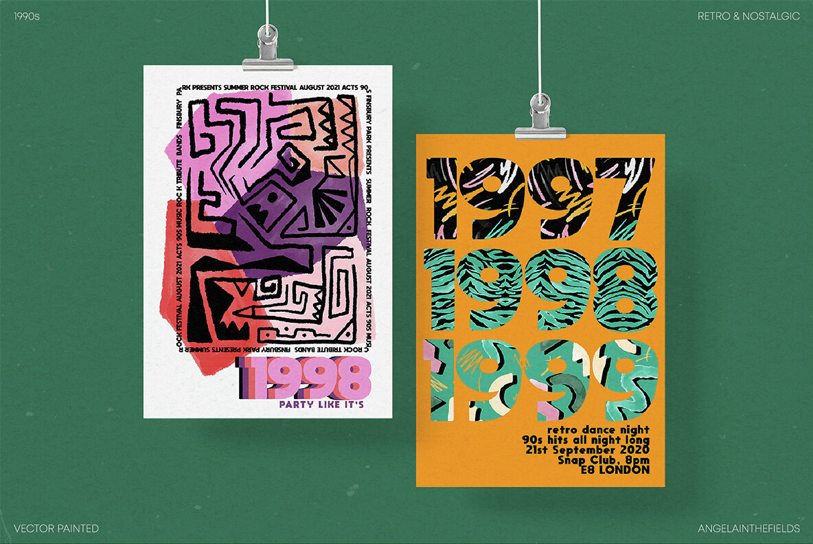 1990s Nostalgic Vector Patterns 4