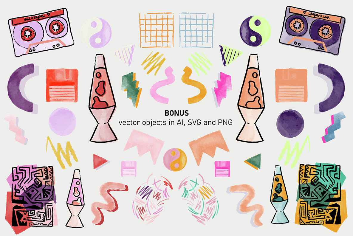 1990s Nostalgic Vector Patterns 9