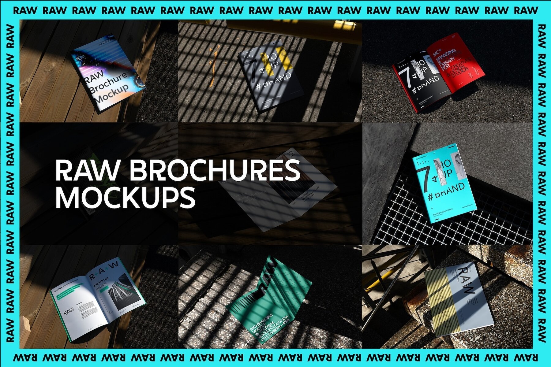 Brochure Mockups Kit   Raw Series 1