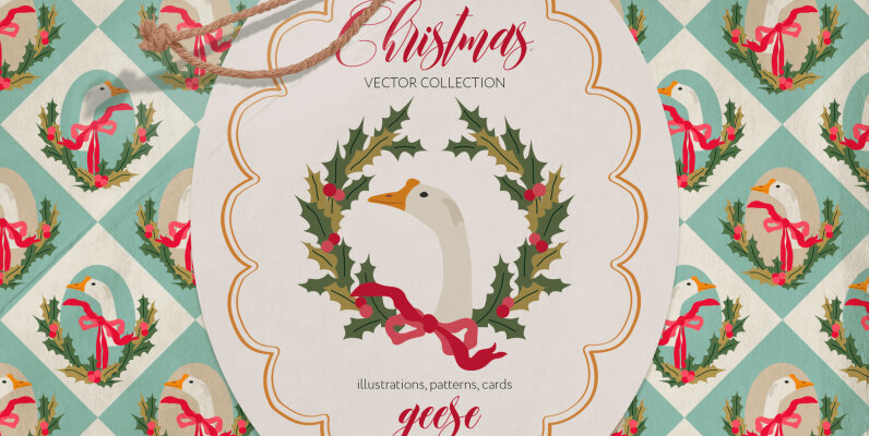 Christmas Geese   vintage set