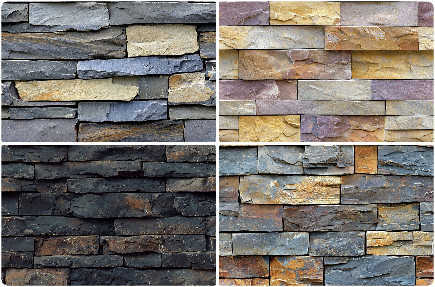 30 Stacked Stone Cladding Texture Backgrounds 2
