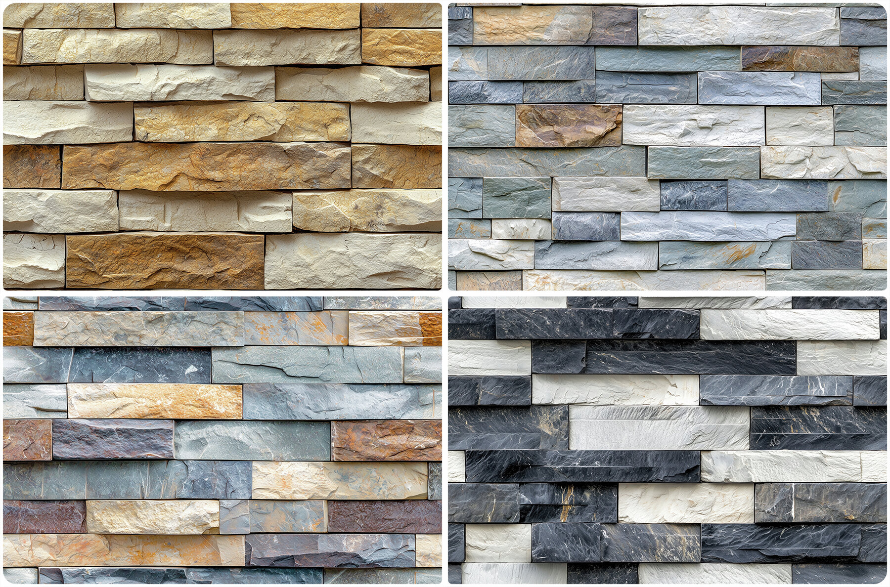 30 Stacked Stone Cladding Texture Backgrounds 3