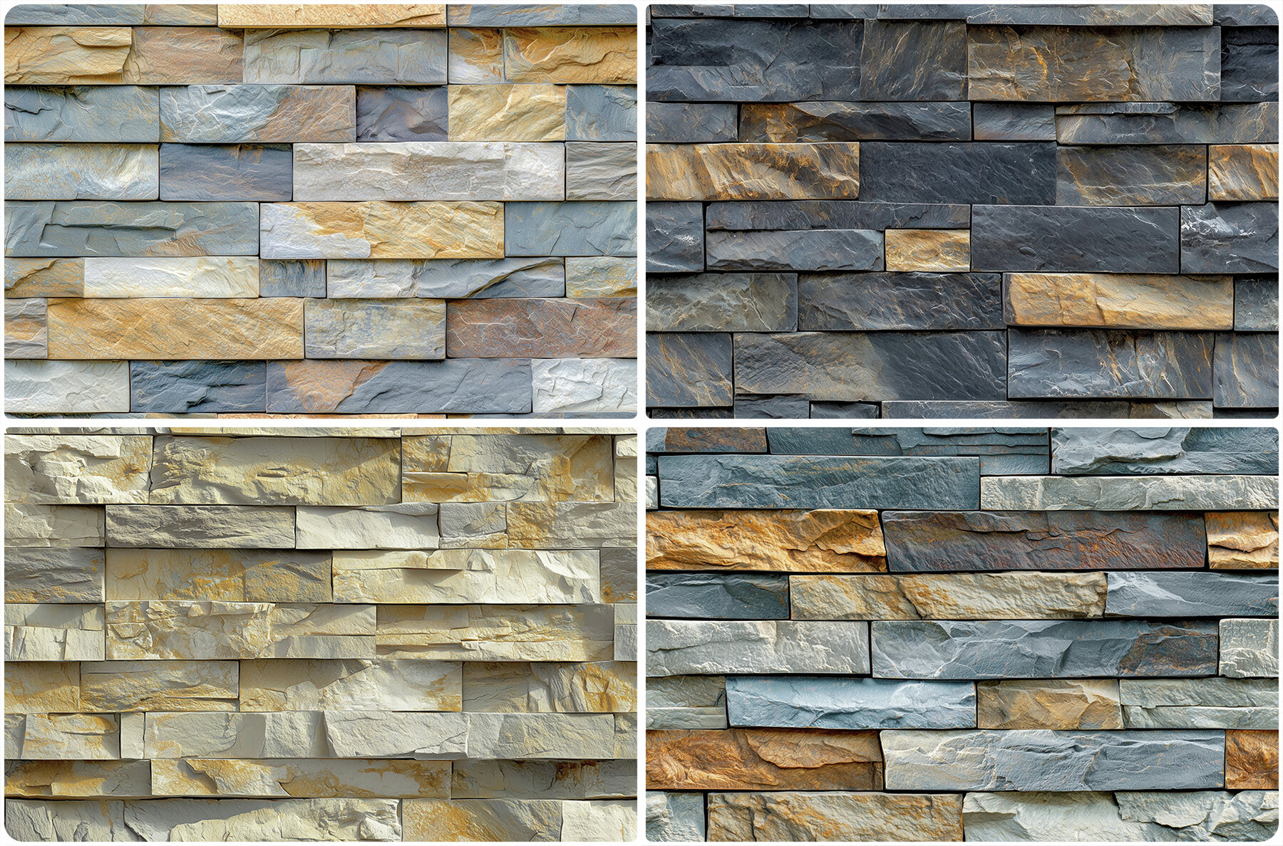 30 Stacked Stone Cladding Texture Backgrounds 4