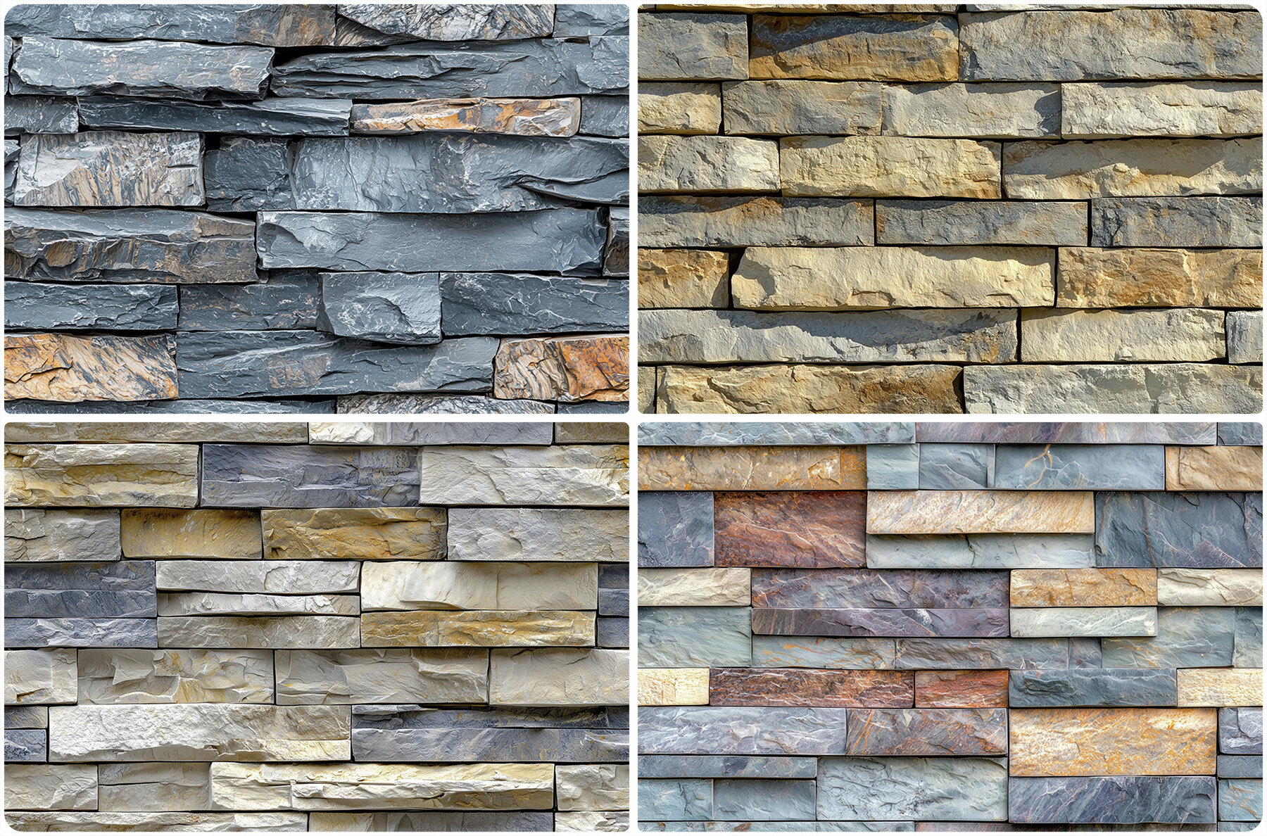 30 Stacked Stone Cladding Texture Backgrounds 5