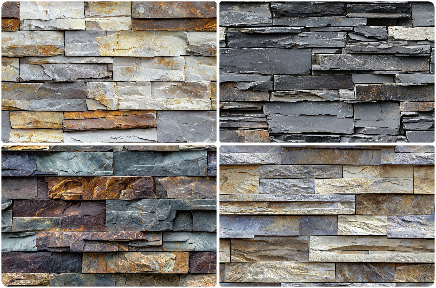 30 Stacked Stone Cladding Texture Backgrounds 6