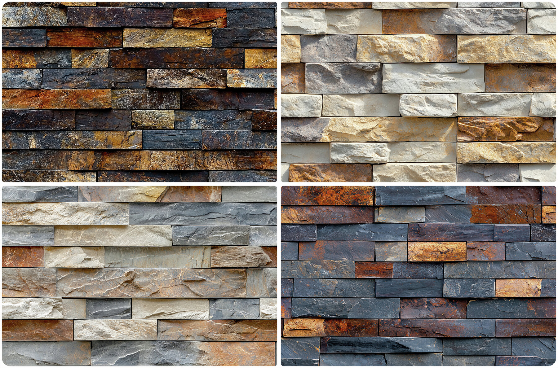 30 Stacked Stone Cladding Texture Backgrounds 7