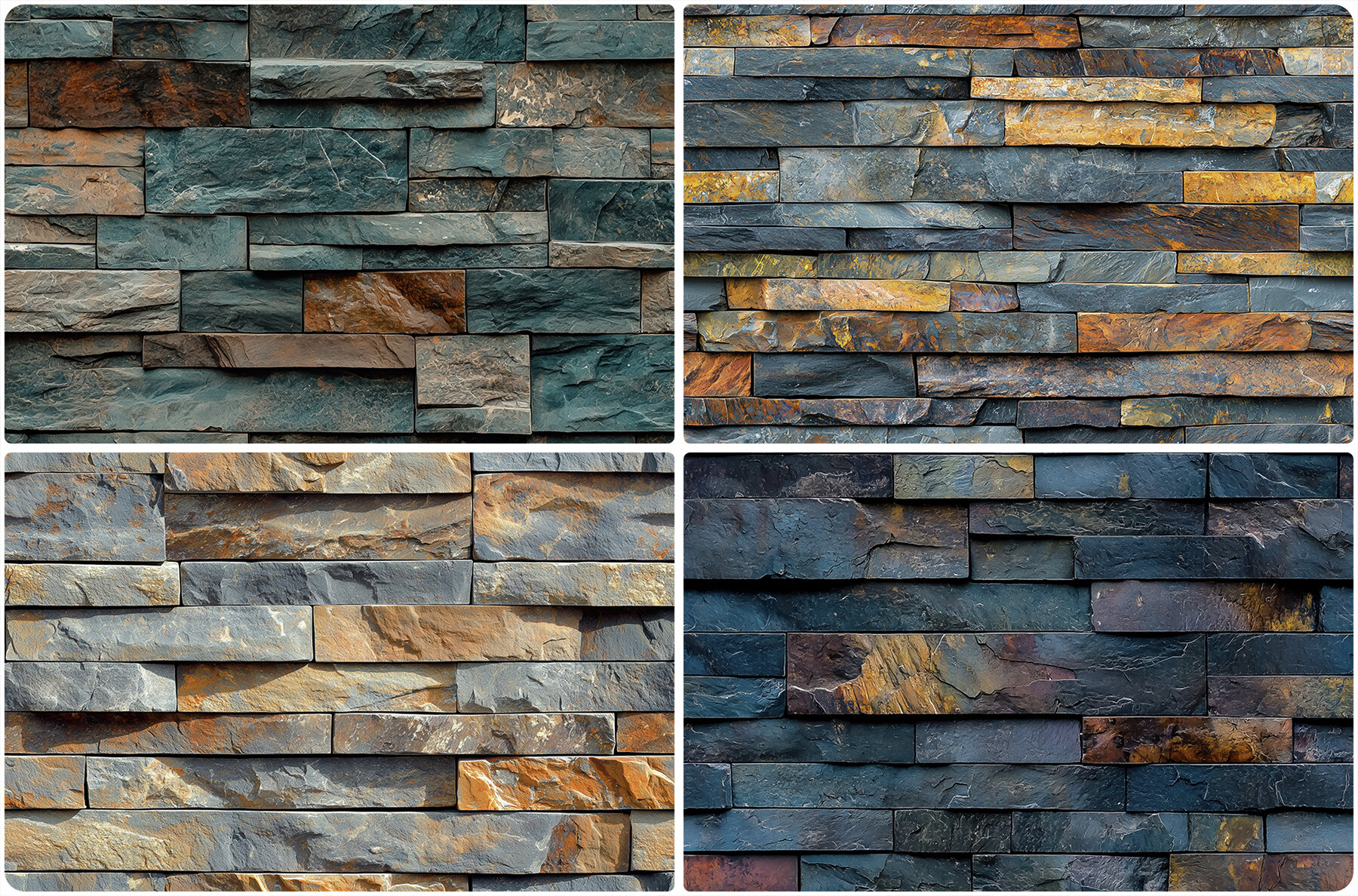 30 Stacked Stone Cladding Texture Backgrounds 8