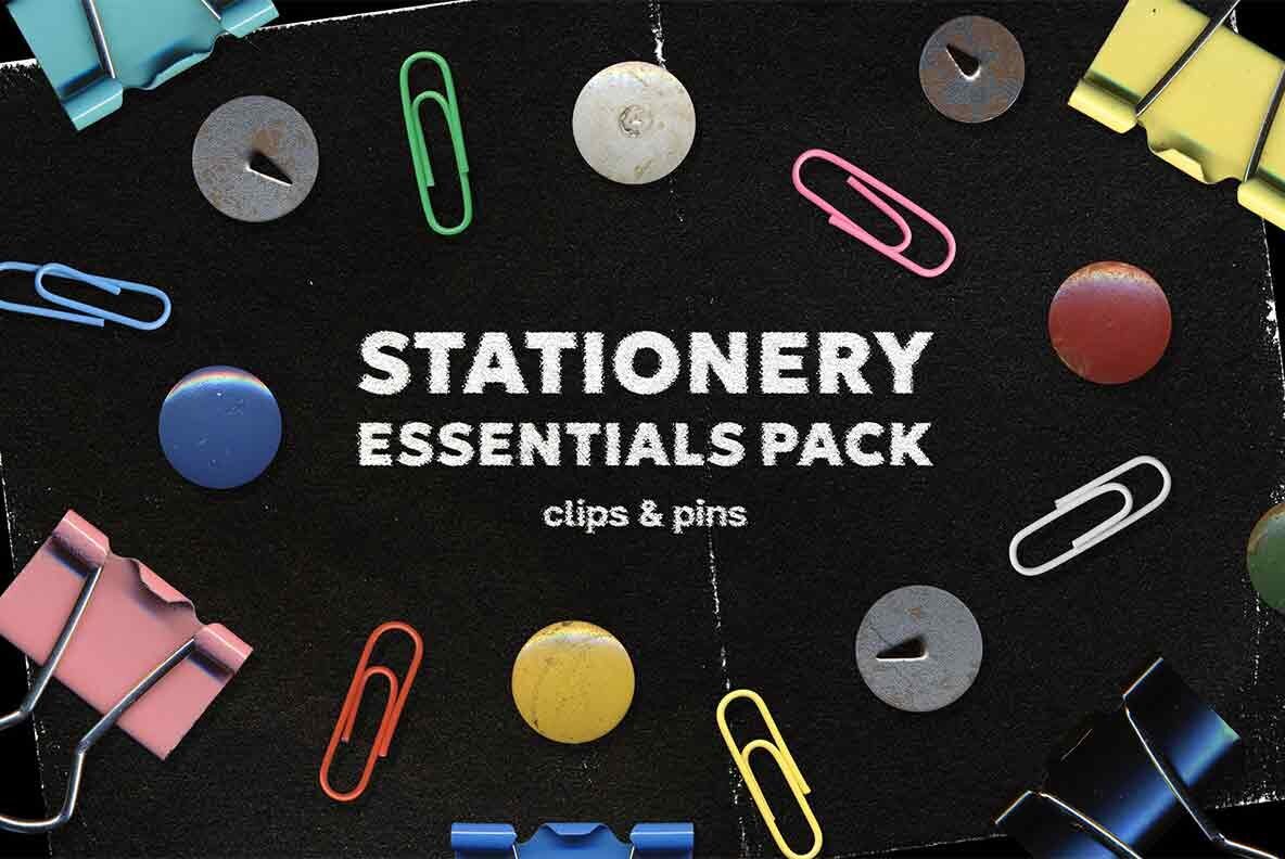 Stationery Essentials Pack Clips   Pins PNG elements 1