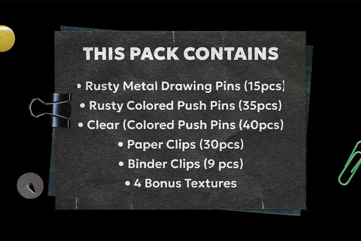 Stationery Essentials Pack Clips   Pins PNG elements 3