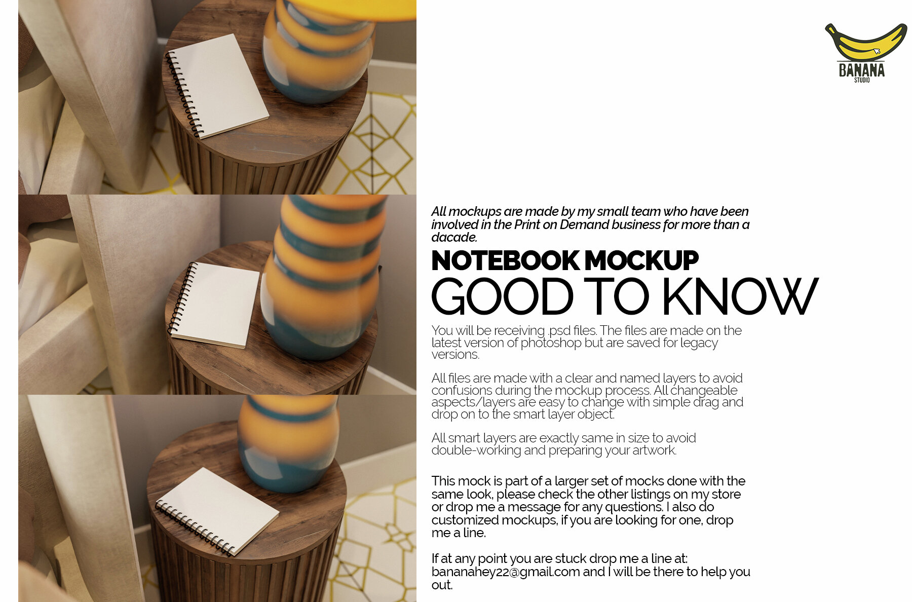 Sublimation Spiral Notebook Mockup Bundle Set on Bed Side Table 5