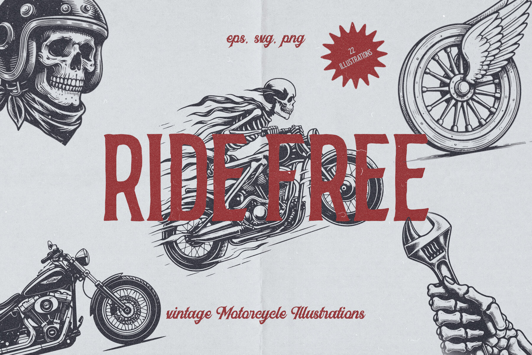 Ride Free Motorcycle Illustrations 1