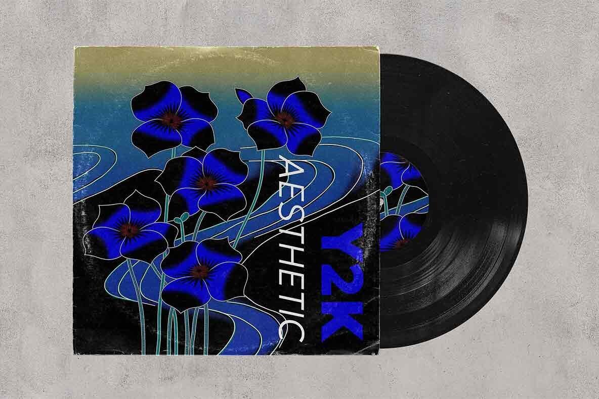 Vinyl Record Cover Mockup Pack Retro Y2K style 3