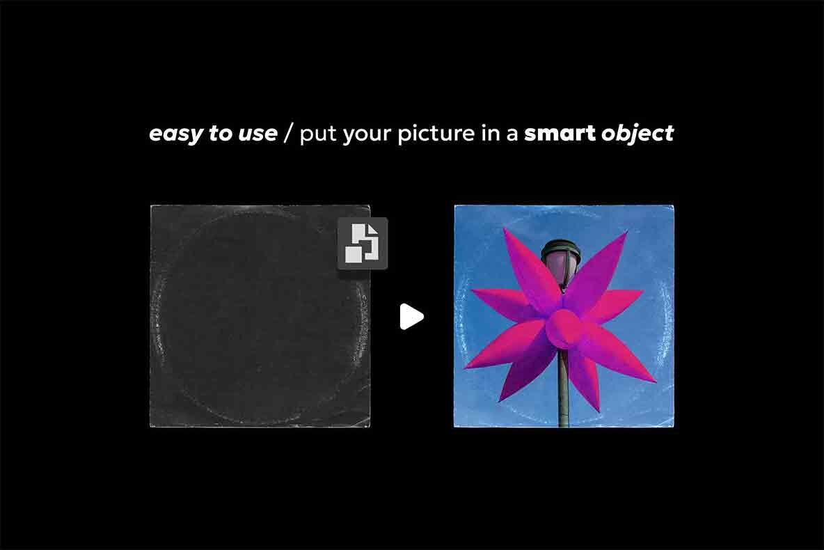 Vinyl Record Cover Mockup Pack Retro Y2K style 4