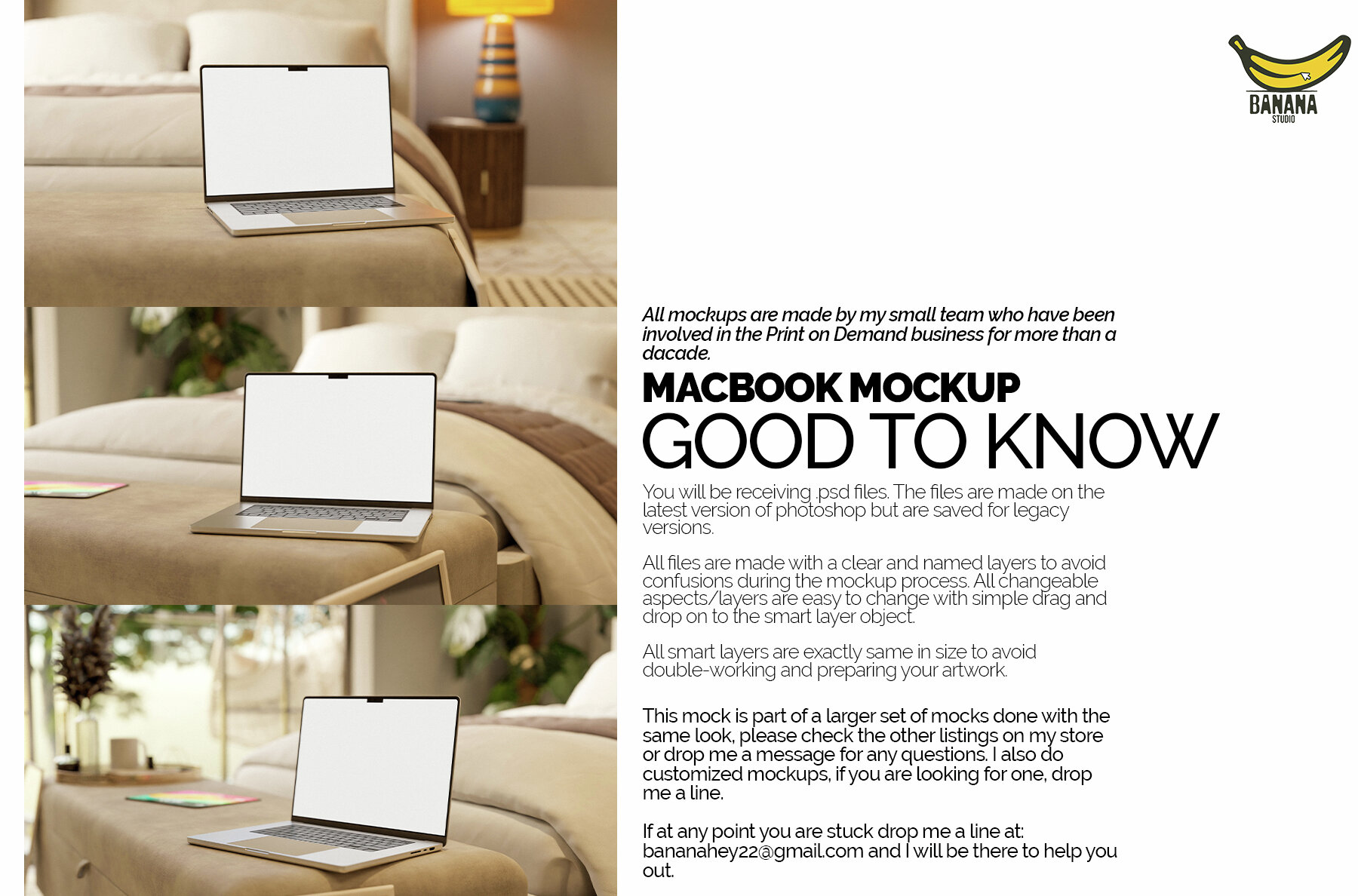 Laptop Macbook Pro Screen Mockup Bundle placed on a Bed 5