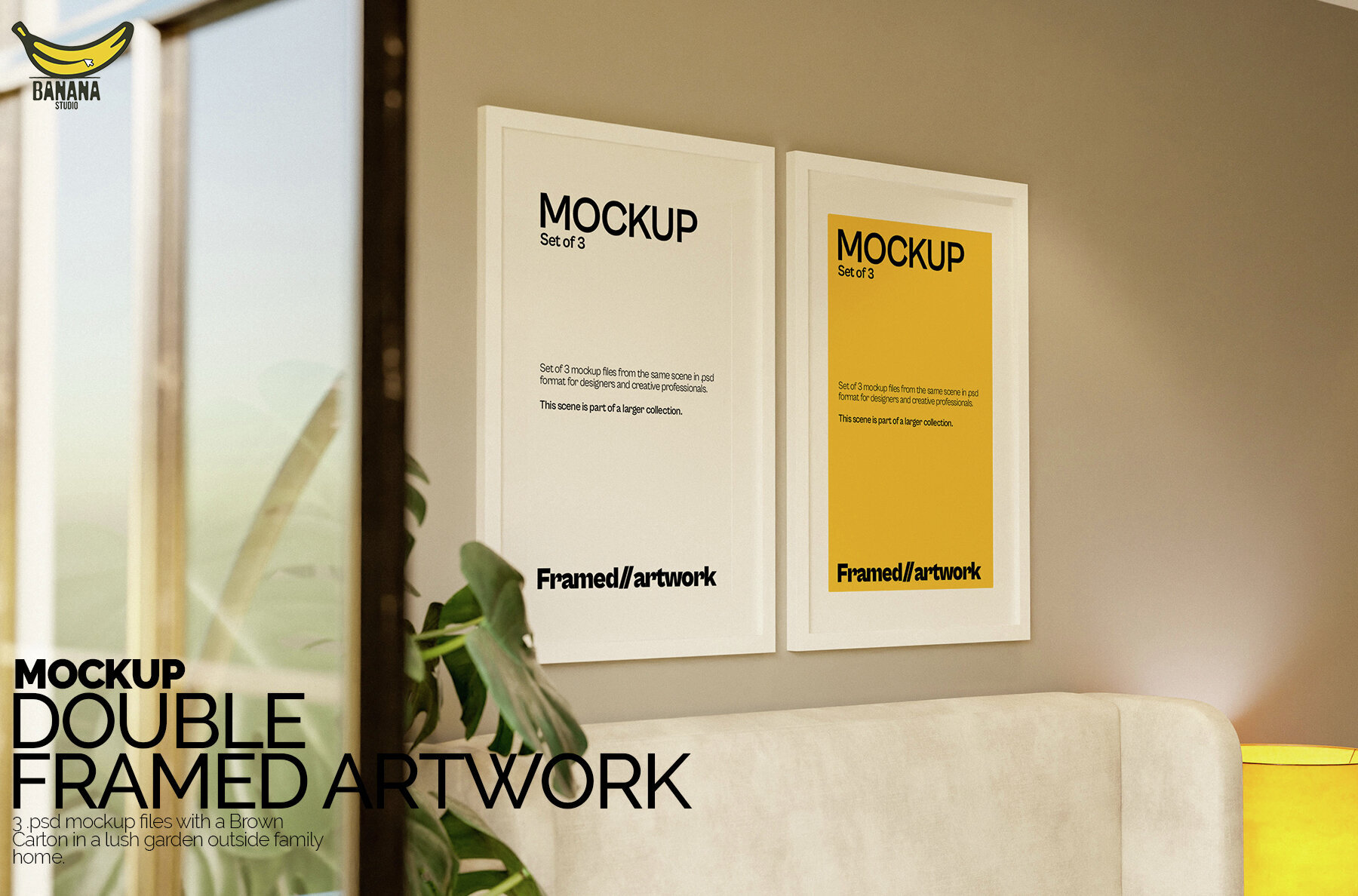 Double Framed Artwork on a Wall of a Bedroom 1