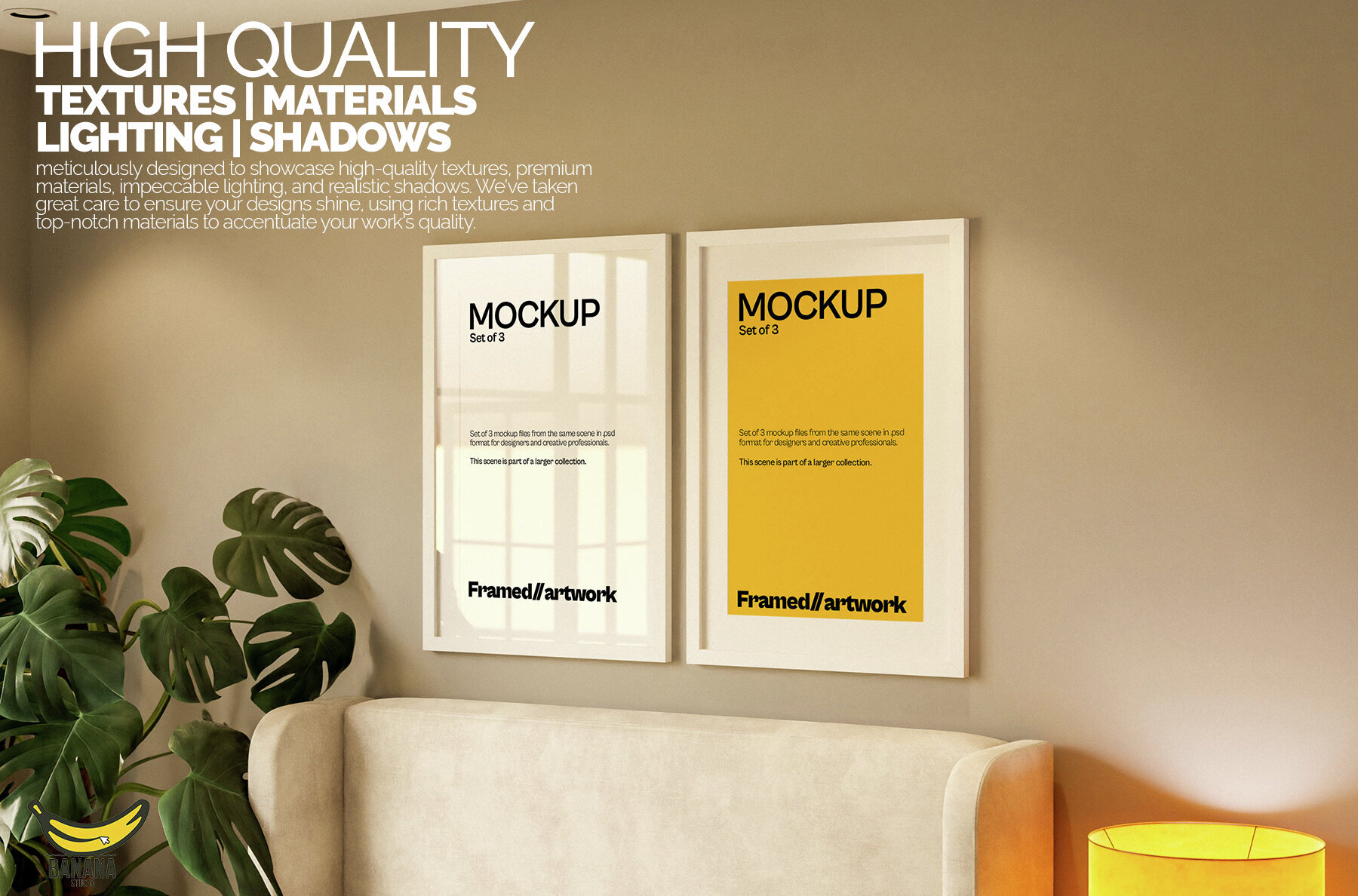 Double Framed Artwork on a Wall of a Bedroom 2