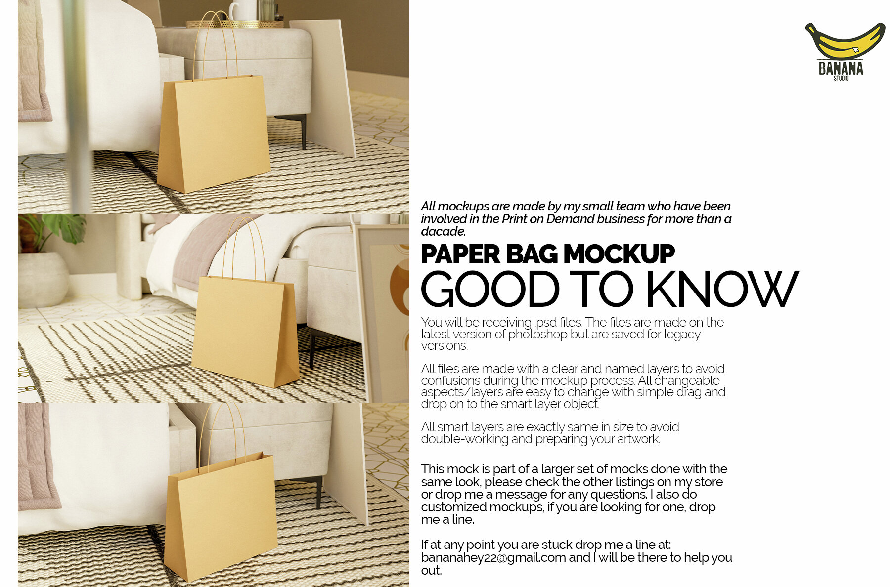 Brown Paper Bag Mockup Bundle Set on the floor of a Bedroom 5