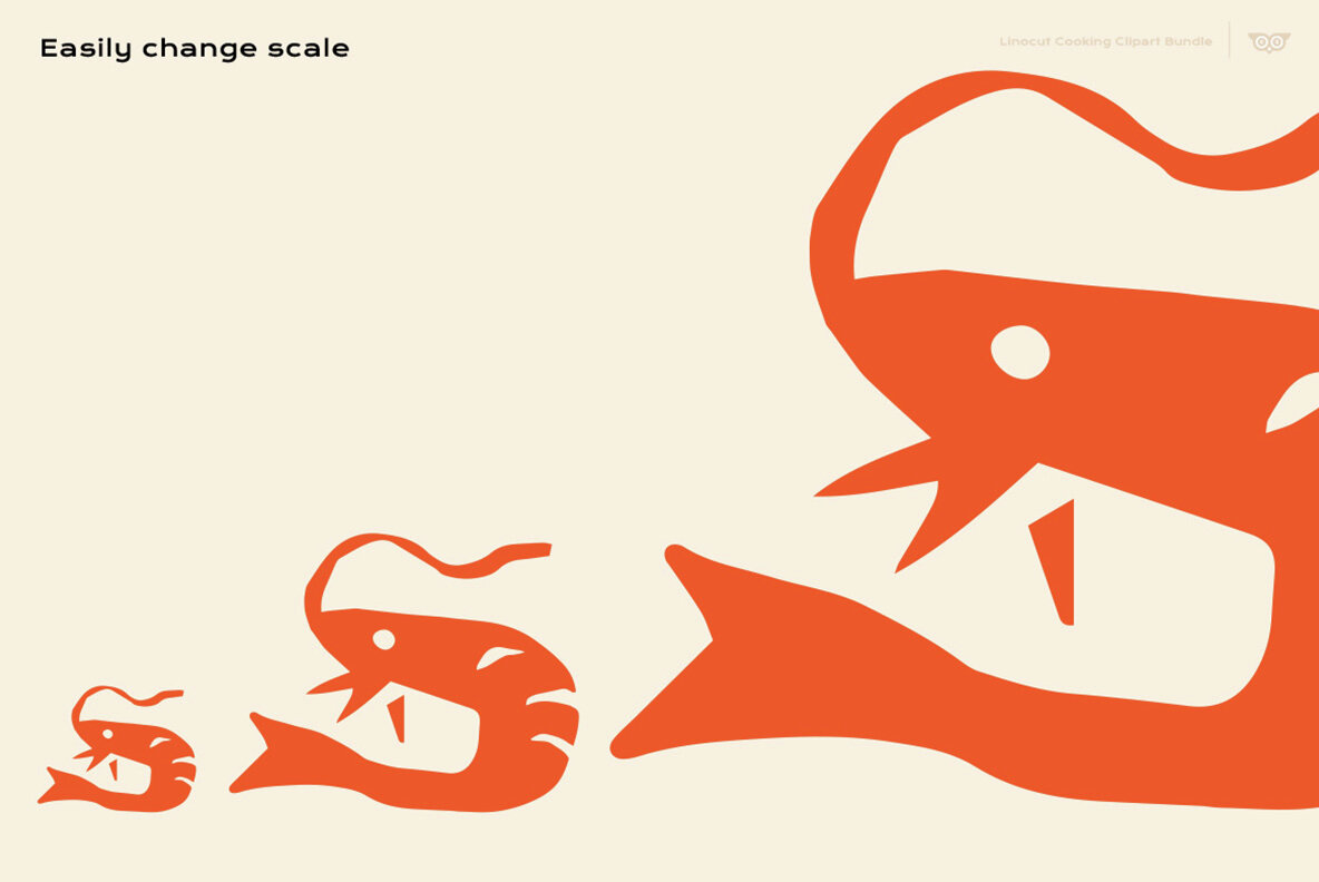 Linocut Cooking clipart bundle 4