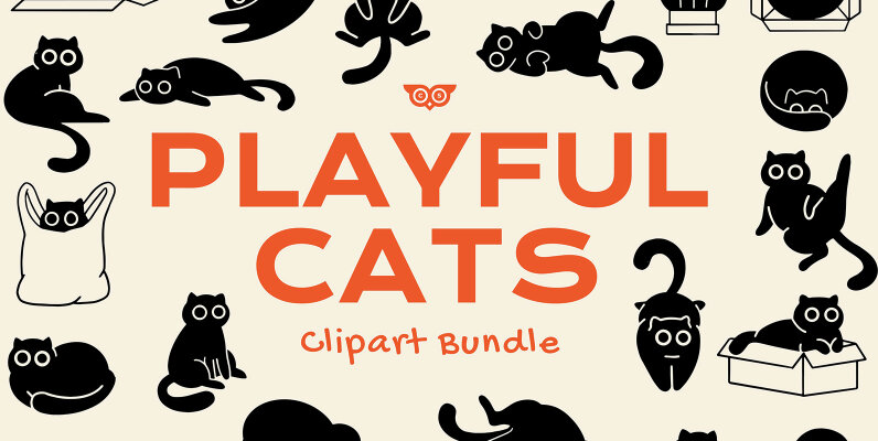 Playful Cats Clipart Bundle